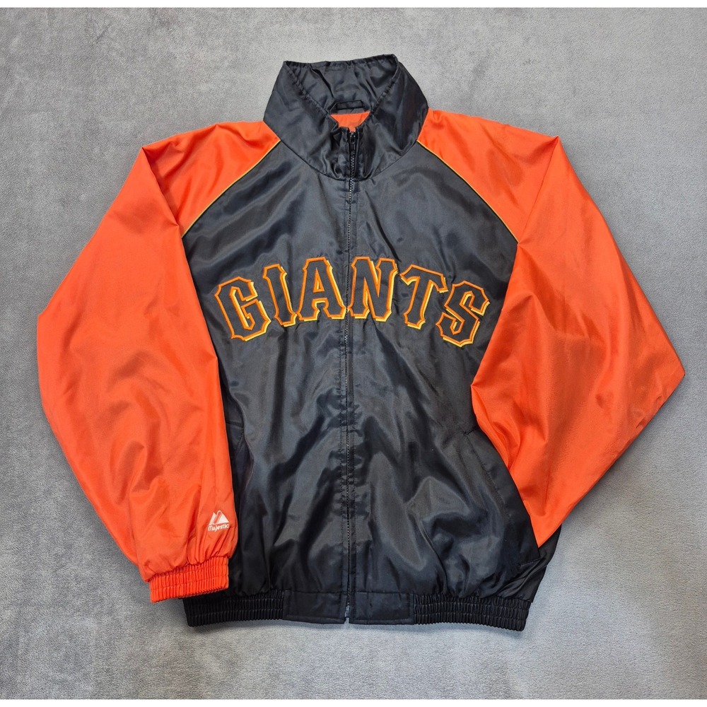 Majestic San Francisco Giants M Windbreaker Jacket Black Orange MLB Baseball